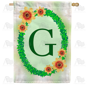 Green Ivy Monogram Double Sided House Flag