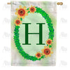Green Ivy Monogram Double Sided House Flag