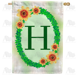 Green Ivy Monogram Double Sided House Flag