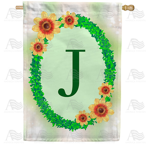 Green Ivy Monogram Double Sided House Flag