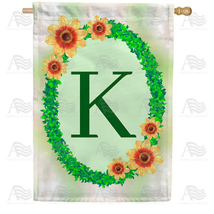 Green Ivy Monogram Double Sided House Flag