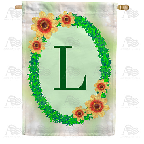 Green Ivy Monogram Double Sided House Flag
