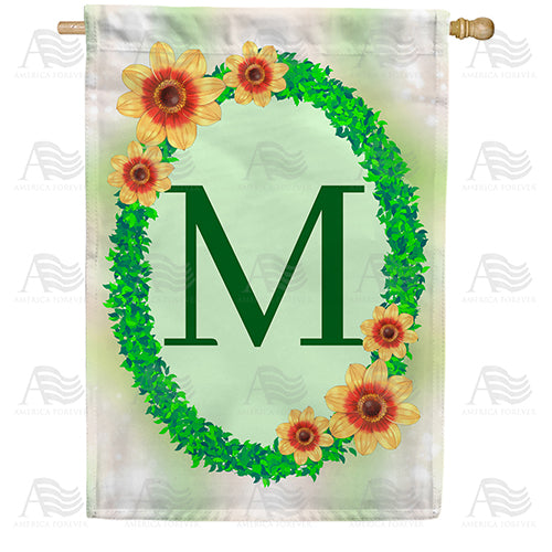 Green Ivy Monogram Double Sided House Flag