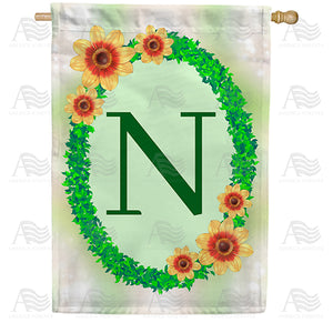 Green Ivy Monogram Double Sided House Flag