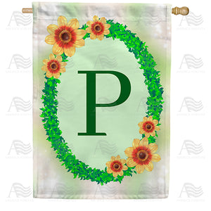 Green Ivy Monogram Double Sided House Flag