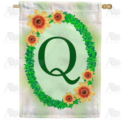 Green Ivy Monogram Double Sided House Flag