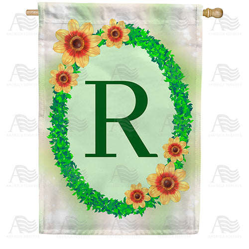Green Ivy Monogram Double Sided House Flag