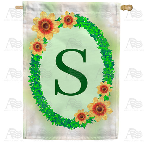 Green Ivy Monogram Double Sided House Flag