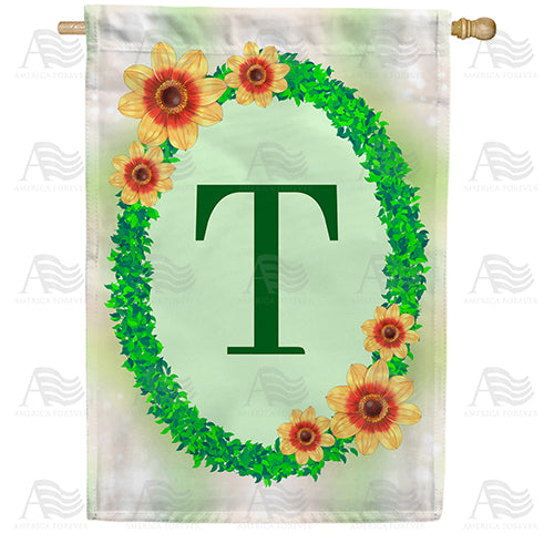 Green Ivy Monogram Double Sided House Flag