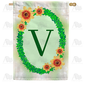 Green Ivy Monogram Double Sided House Flag