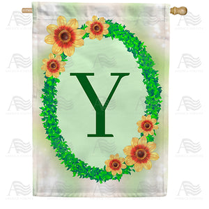 Green Ivy Monogram Double Sided House Flag