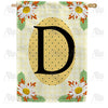 Yellow Gingham Daisies Monogram Double Sided House Flag
