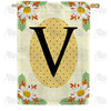 Yellow Gingham Daisies Monogram Double Sided House Flag