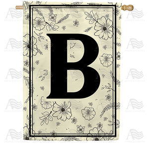 Flower Sketchings Monogram Double Sided House Flag