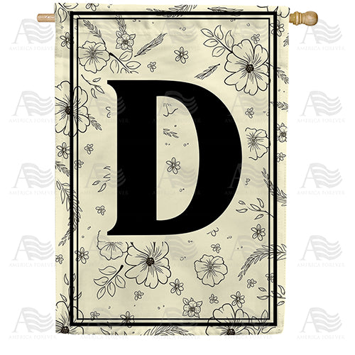Flower Sketchings Monogram Double Sided House Flag