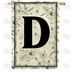 Flower Sketchings Monogram Double Sided House Flag