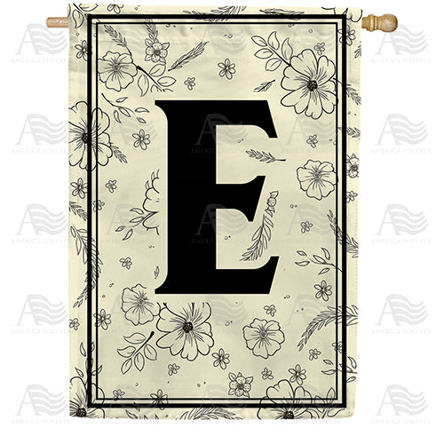 Flower Sketchings Monogram Double Sided House Flag