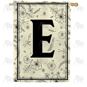 Flower Sketchings Monogram Double Sided House Flag