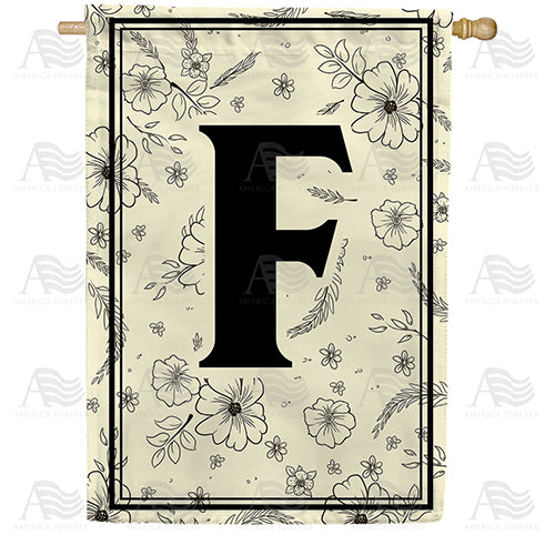 Flower Sketchings Monogram Double Sided House Flag