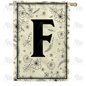 Flower Sketchings Monogram Double Sided House Flag