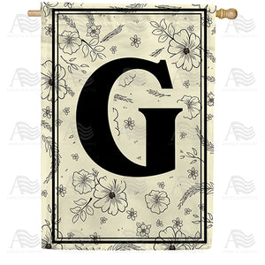 Flower Sketchings Monogram Double Sided House Flag