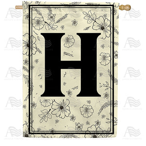 Flower Sketchings Monogram Double Sided House Flag
