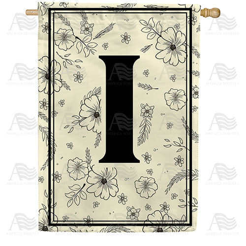 Flower Sketchings Monogram Double Sided House Flag