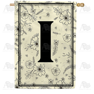 Flower Sketchings Monogram Double Sided House Flag