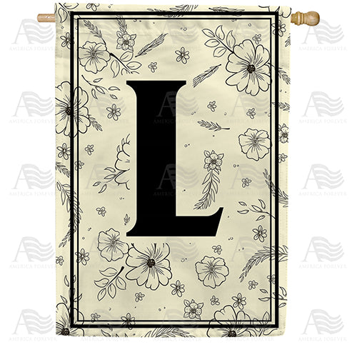 Flower Sketchings Monogram Double Sided House Flag