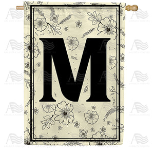 Flower Sketchings Monogram Double Sided House Flag