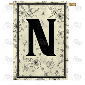 Flower Sketchings Monogram Double Sided House Flag