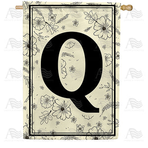 Flower Sketchings Monogram Double Sided House Flag