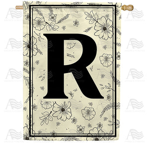 Flower Sketchings Monogram Double Sided House Flag