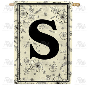 Flower Sketchings Monogram Double Sided House Flag