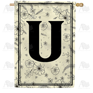 Flower Sketchings Monogram Double Sided House Flag