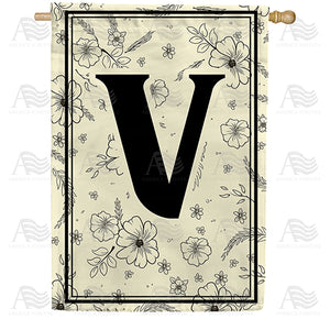 Flower Sketchings Monogram Double Sided House Flag