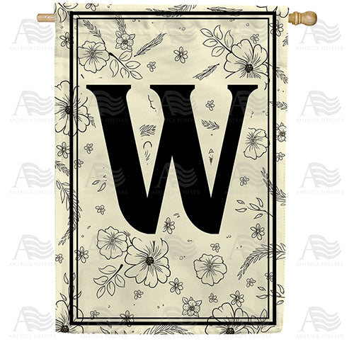 Flower Sketchings Monogram Double Sided House Flag