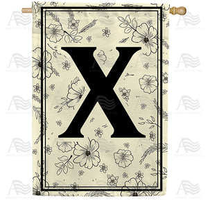 Flower Sketchings Monogram Double Sided House Flag