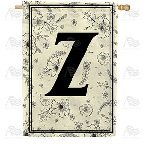 Flower Sketchings Monogram Double Sided House Flag