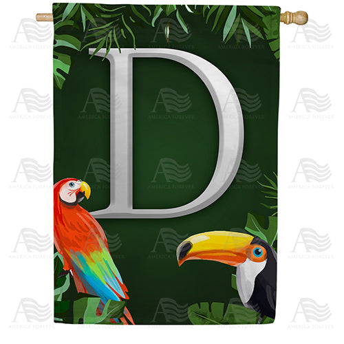 Tropical Birds Monogram Double Sided House Flag