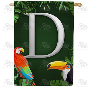 Tropical Birds Monogram Double Sided House Flag