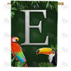 Tropical Birds Monogram Double Sided House Flag