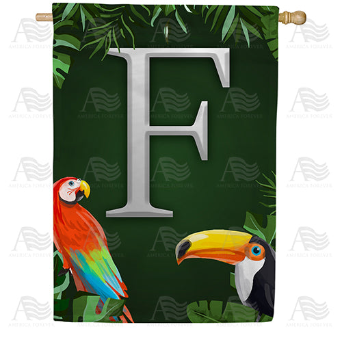 Tropical Birds Monogram Double Sided House Flag