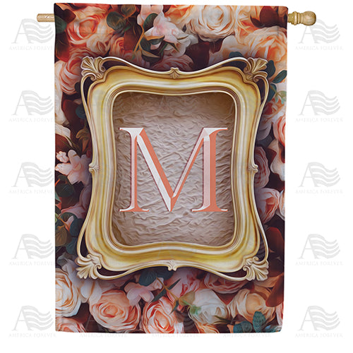 Antique Gold Frame Monogram Double Sided House Flag