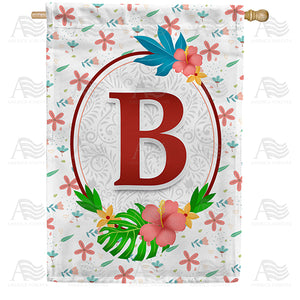 Periwinkle Petals Monogram Double Sided House Flag