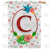 Periwinkle Petals Monogram Double Sided House Flag