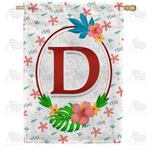 Periwinkle Petals Monogram Double Sided House Flag