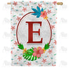 Periwinkle Petals Monogram Double Sided House Flag