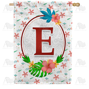 Periwinkle Petals Monogram Double Sided House Flag