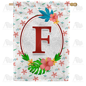 Periwinkle Petals Monogram Double Sided House Flag